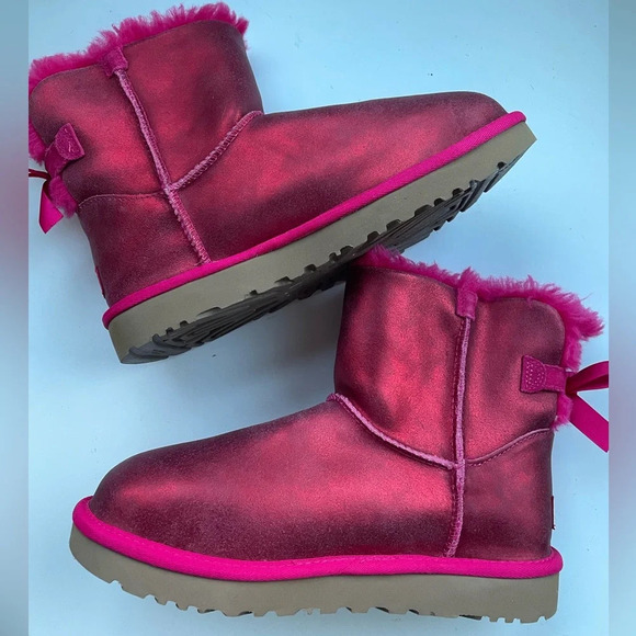 UGG Pink Ankle Boots with Bow - Picture 15 of 16